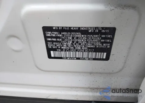 2016 Subaru Forester 2.5I Premium из США, поврежденный, VIN JF2SJADC2GH436717